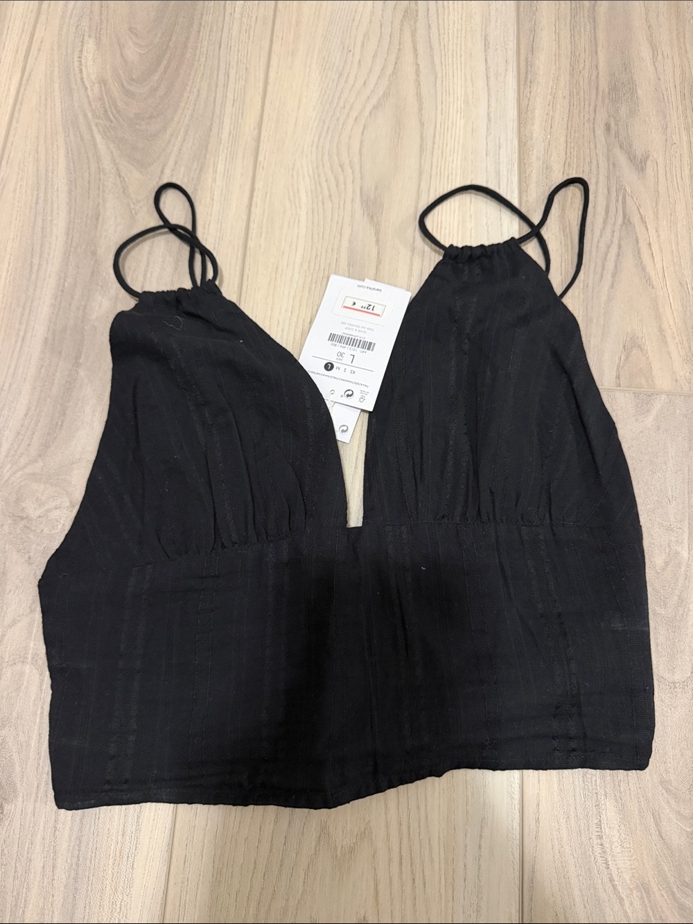 Bershka Black Spaghetti-Strap Bralette Top